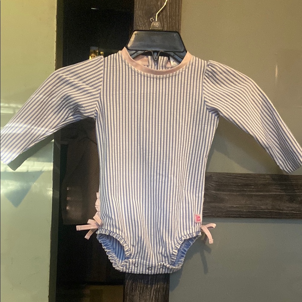 Striped Blue and White Kids One Piece